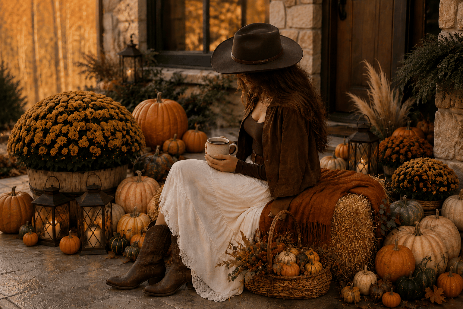 Cozy Moments Among the Pumpkins
